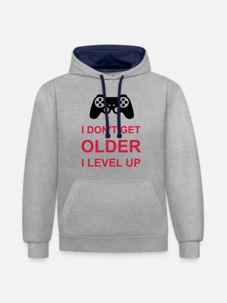 get older level up - Contrast hoodie - heather grey/navy