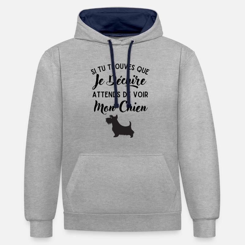 Mon Chien déchire 2 - Sweat à capuche contrasté - gris chiné/bleu marine