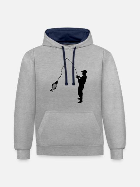 Pêcheur - Sweat à capuche contrasté - gris chiné/bleu marine