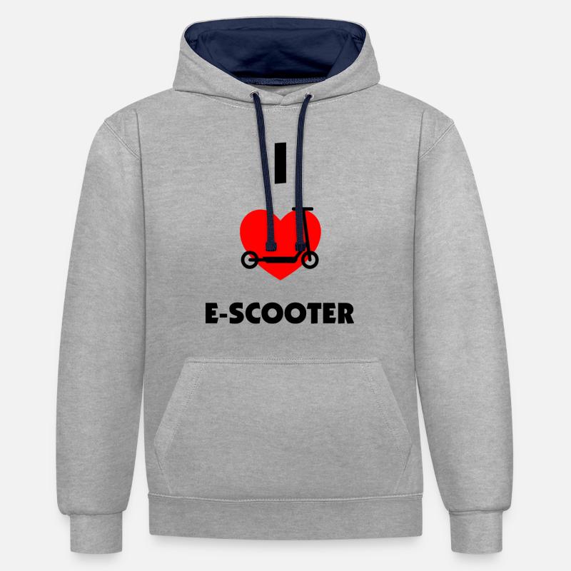 E-Scooter E-Roller Scooter - Kontrast-Hoodie - Grau meliert/Navy