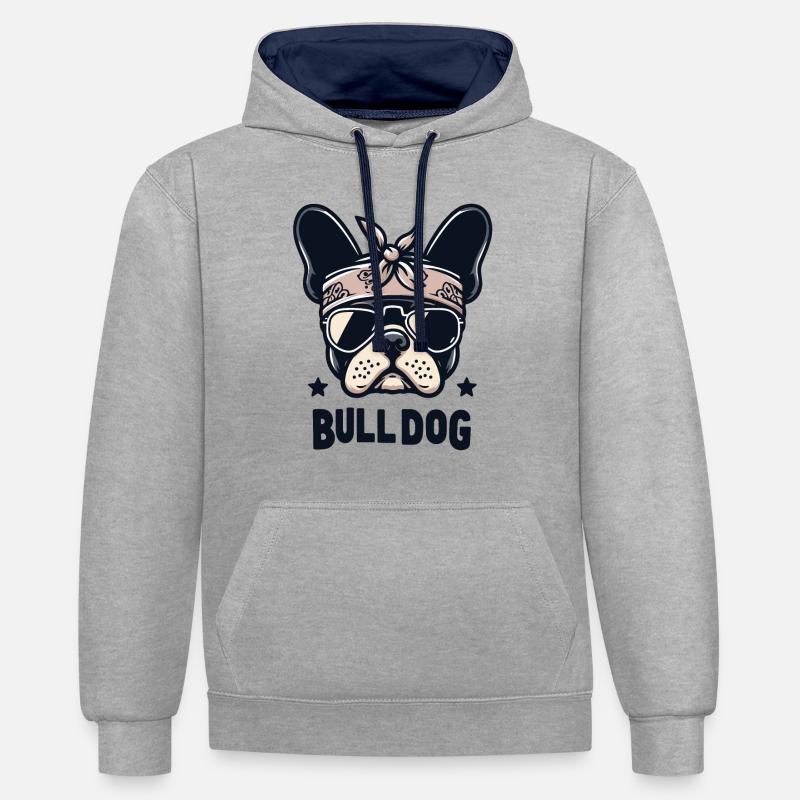Bulldog Cool Attitude - Sweat à capuche contrasté - gris chiné/bleu marine