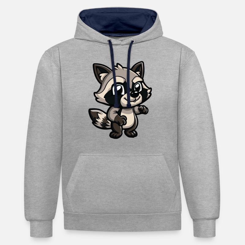 raton laveur - Sweat à capuche contrasté - gris chiné/bleu marine