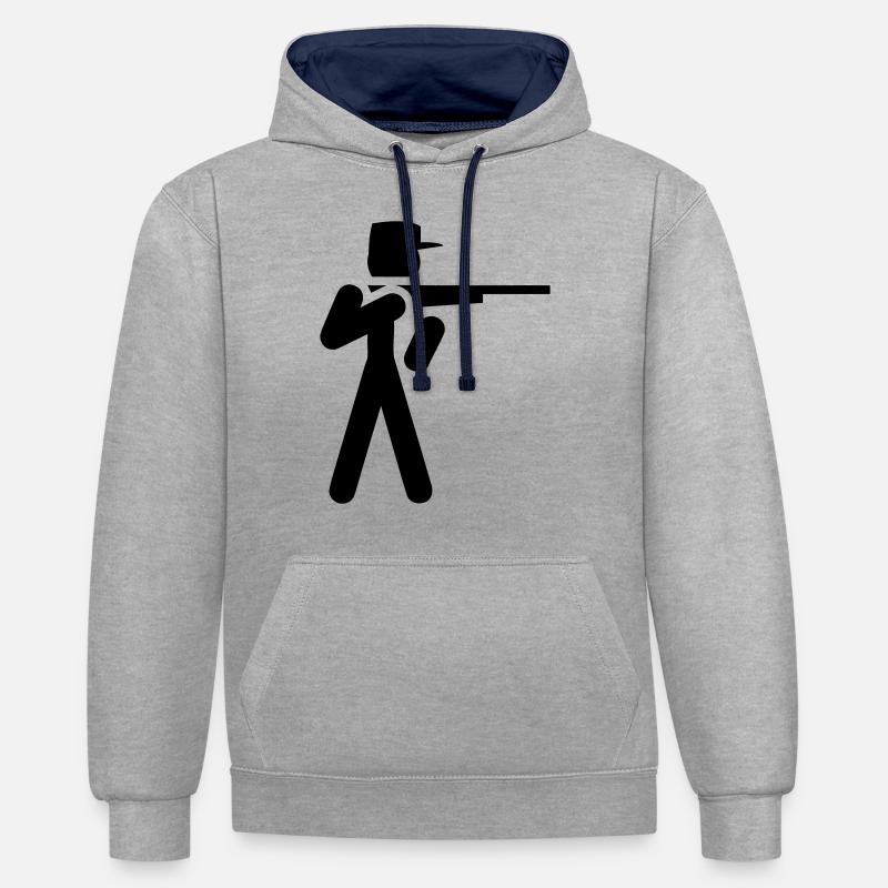 chasseur - Sweat à capuche contrasté - gris chiné/bleu marine