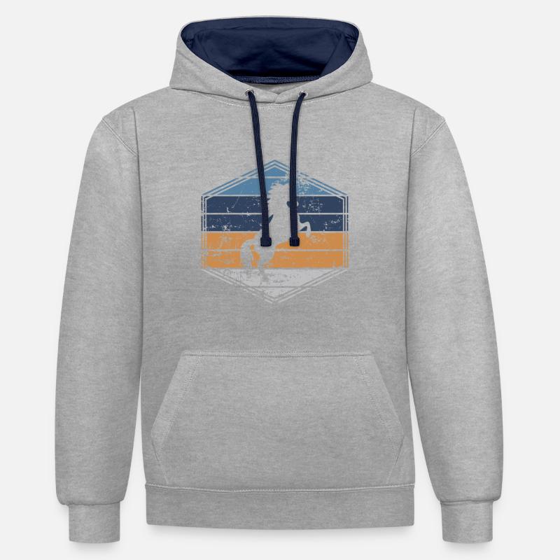 Cheval - Sweat à capuche contrasté - gris chiné/bleu marine
