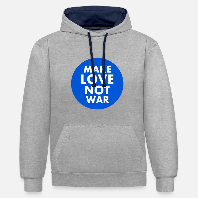 Make love not war - Sweat à capuche contrasté - gris chiné/bleu marine