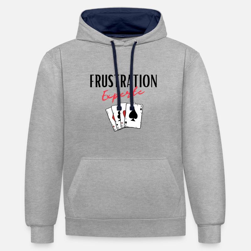 Frustration Experte - Kontrast-Hoodie - Grau meliert/Navy