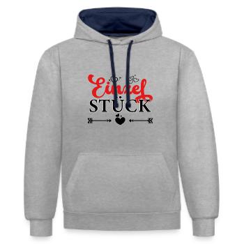 Einzelstück - Kontrast-Hoodie - Grau meliert/Navy - Vorne - Liana (172cm) & Jaron (178cm)
