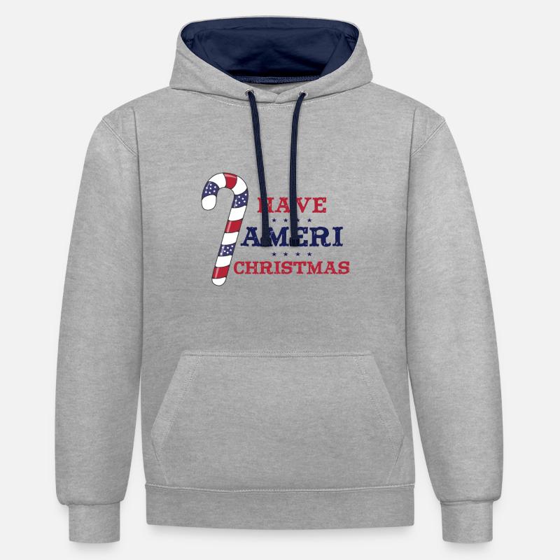 Have Ameri Christmas - Kontrast-Hoodie - Grau meliert/Navy