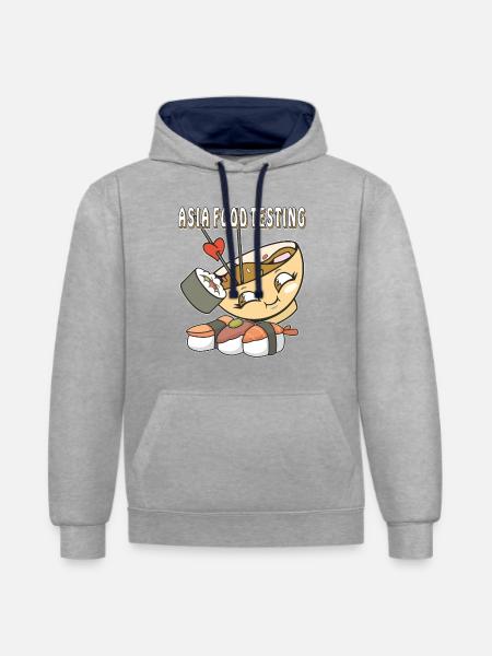 ASIA FOOD TESTING - Contrast hoodie - heather grey/navy