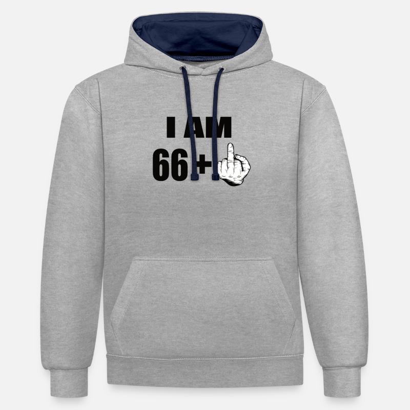 67e anniversaire - Sweat à capuche contrasté - gris chiné/bleu marine
