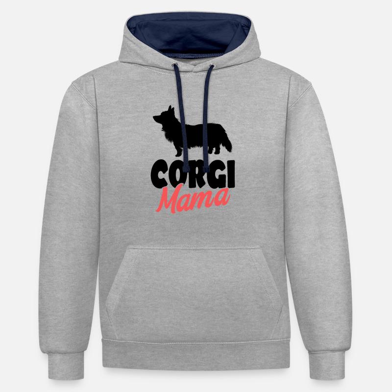 Corgi - Sweat à capuche contrasté - gris chiné/bleu marine