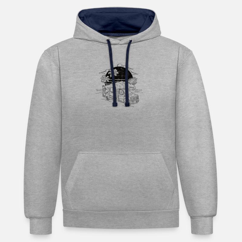 Camper Gift Idea Camping - Sweat à capuche contrasté - gris chiné/bleu marine