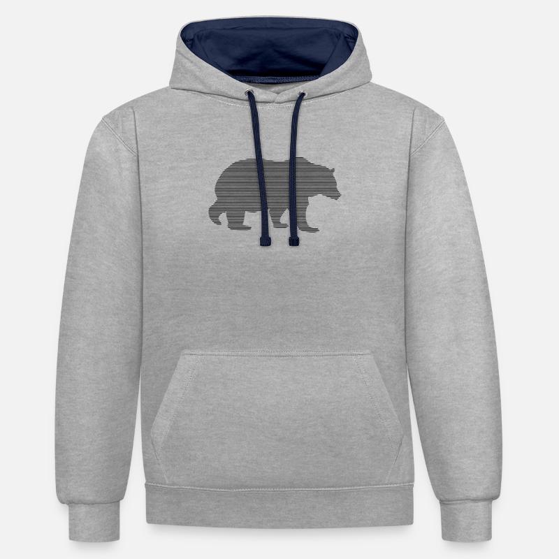 Ours - Sweat à capuche contrasté - gris chiné/bleu marine