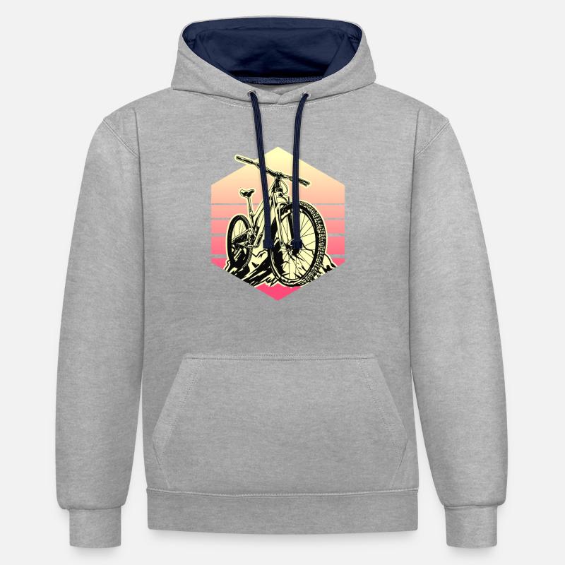 VTT VTT Descente VTT - Sweat à capuche contrasté - gris chiné/bleu marine