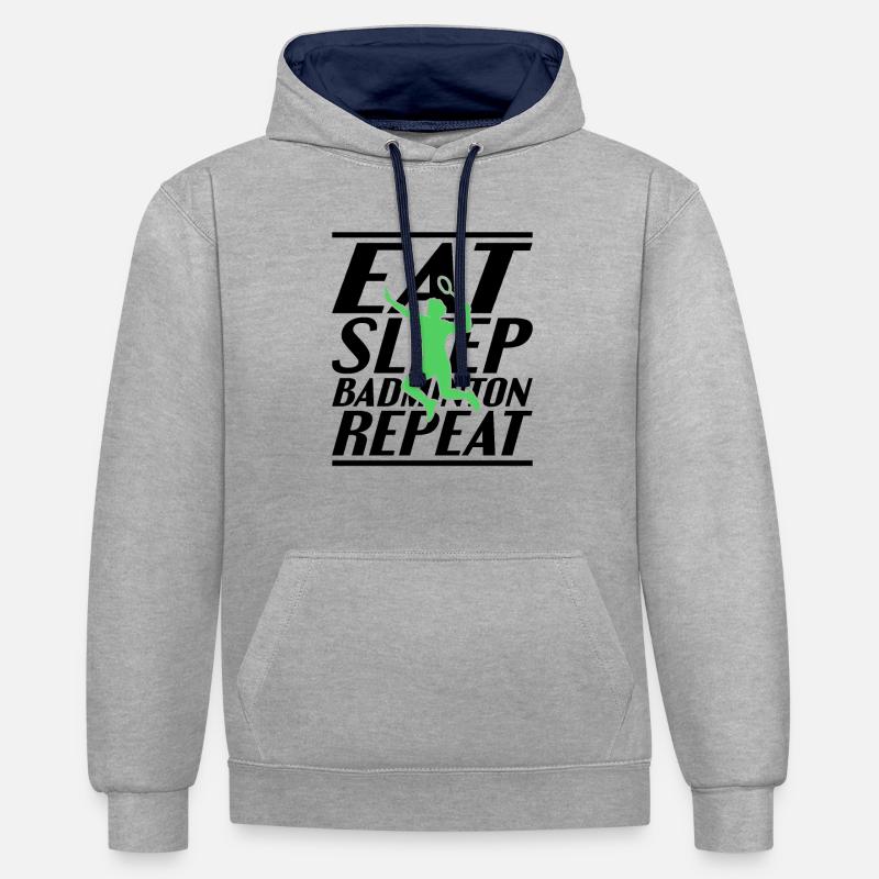 Spiser sovende badminton - Kontrast-hoodie - grå meleret/marineblå