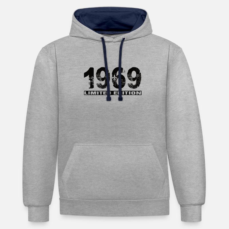 Édition limitée 1969 - Sweat à capuche contrasté - gris chiné/bleu marine