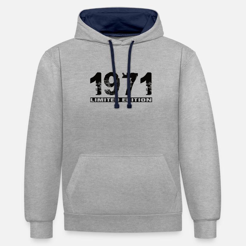 Édition limitée 1971 - Sweat à capuche contrasté - gris chiné/bleu marine