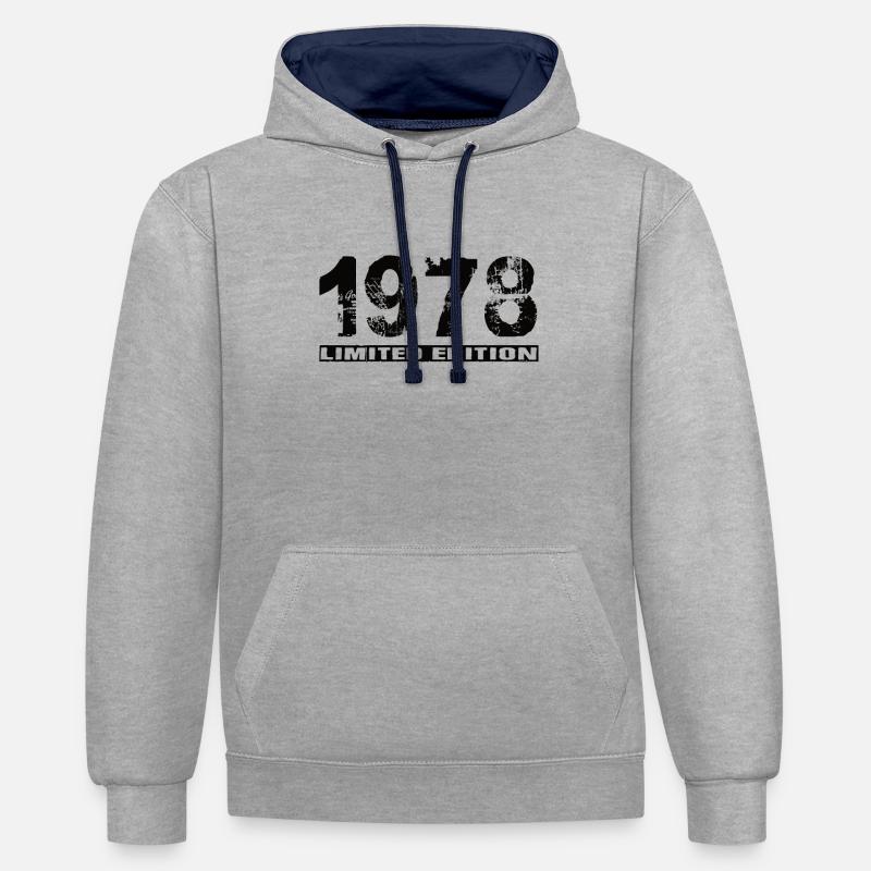 Édition limitée 1978 - Sweat à capuche contrasté - gris chiné/bleu marine