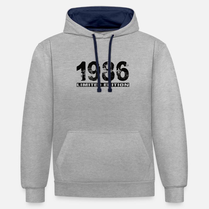Édition limitée 1986 - Sweat à capuche contrasté - gris chiné/bleu marine