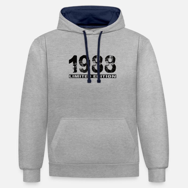 Édition limitée 1988 - Sweat à capuche contrasté - gris chiné/bleu marine