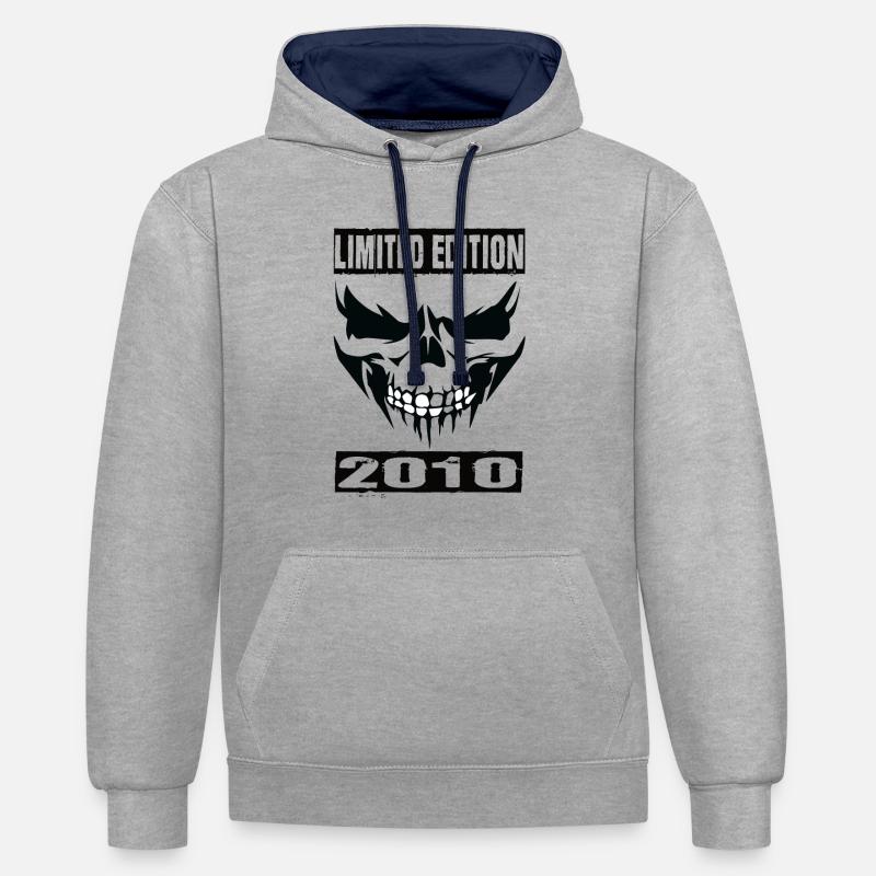 Édition limitée 2010 - Sweat à capuche contrasté - gris chiné/bleu marine
