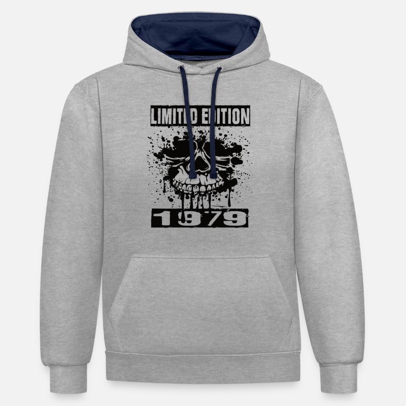 Édition limitée 1979 - Sweat à capuche contrasté - gris chiné/bleu marine
