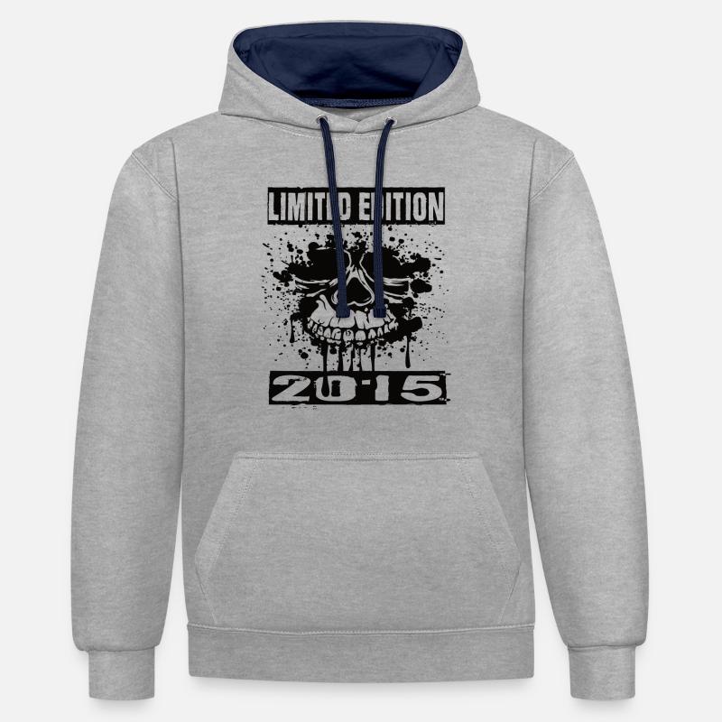 Édition limitée 2015 - Sweat à capuche contrasté - gris chiné/bleu marine