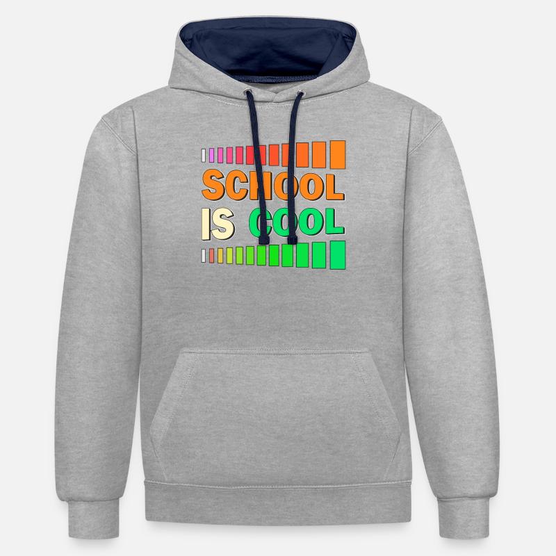 L’ÉCOLE, C’EST COOL - Sweat à capuche contrasté - gris chiné/bleu marine