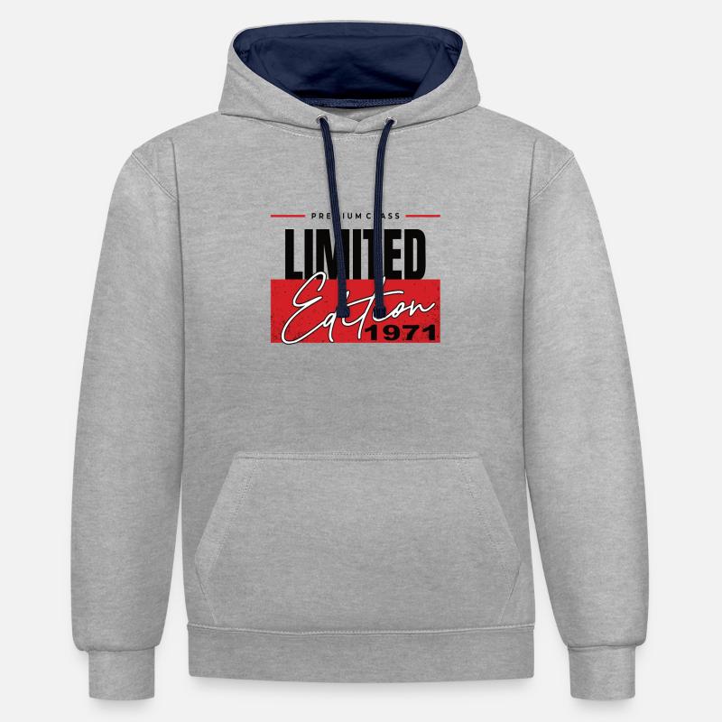 Édition limitée 1971 - Sweat à capuche contrasté - gris chiné/bleu marine