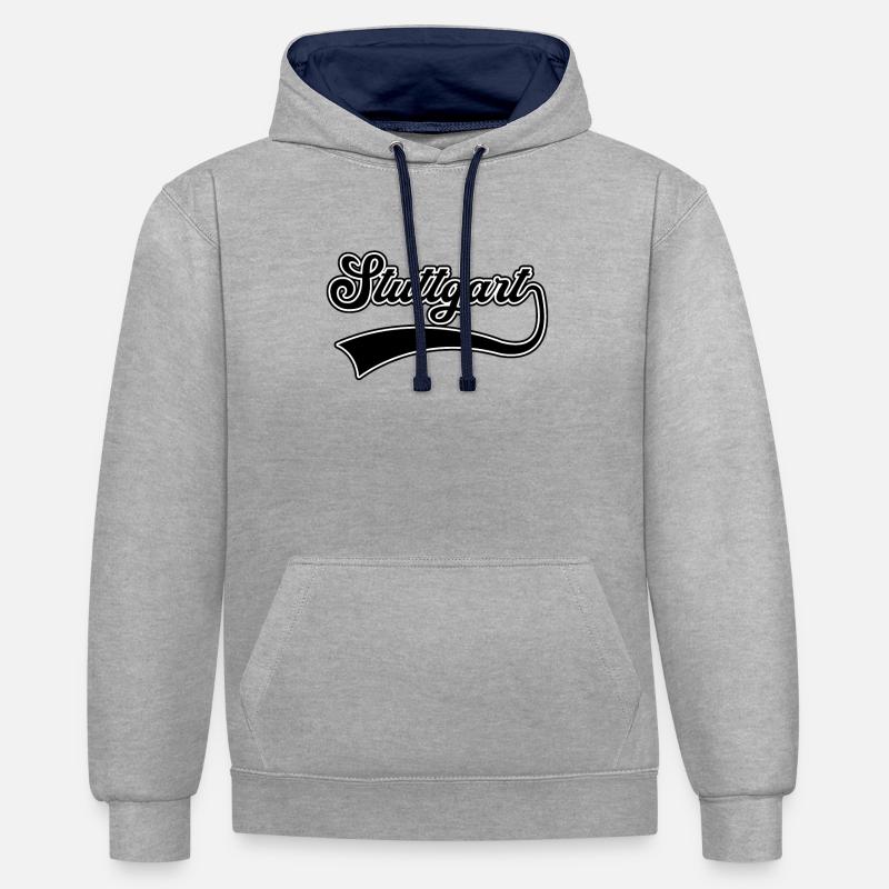 Lettrage de Stuttgart - Sweat à capuche contrasté - gris chiné/bleu marine