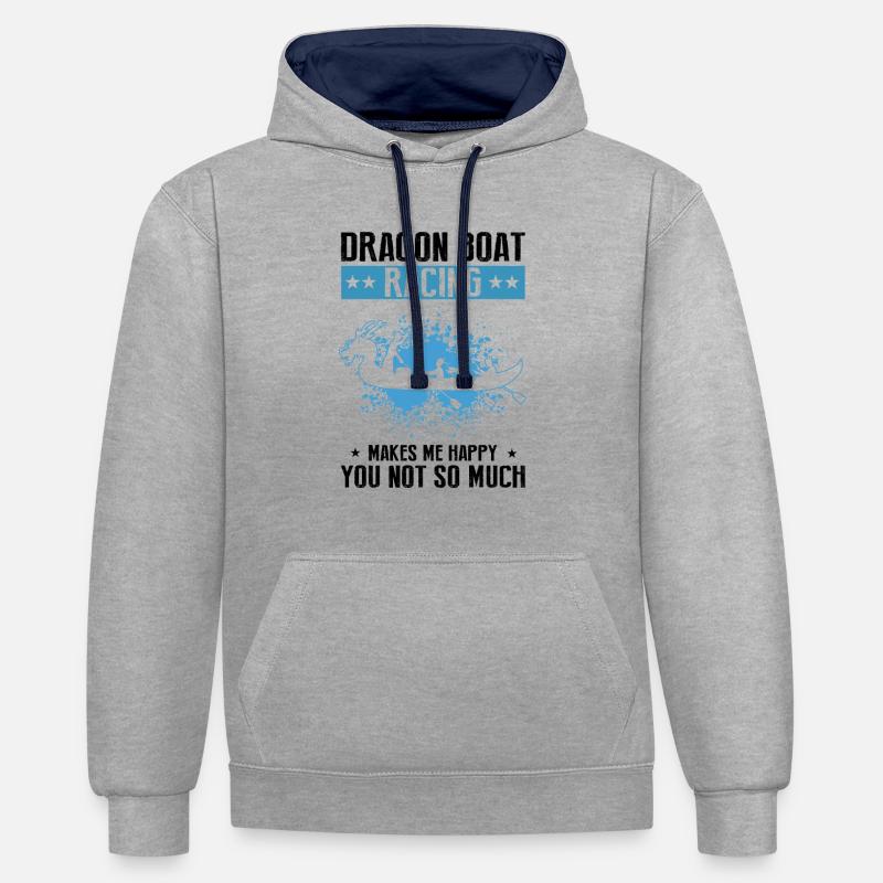 Drachenboot Trainer und Drachenboot - Kontrast-Hoodie - Grau meliert/Navy