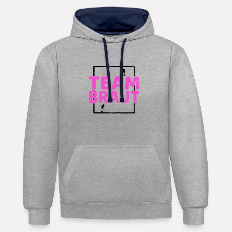 Épouse de l’équipe - Sweat à capuche contrasté - gris chiné/bleu marine