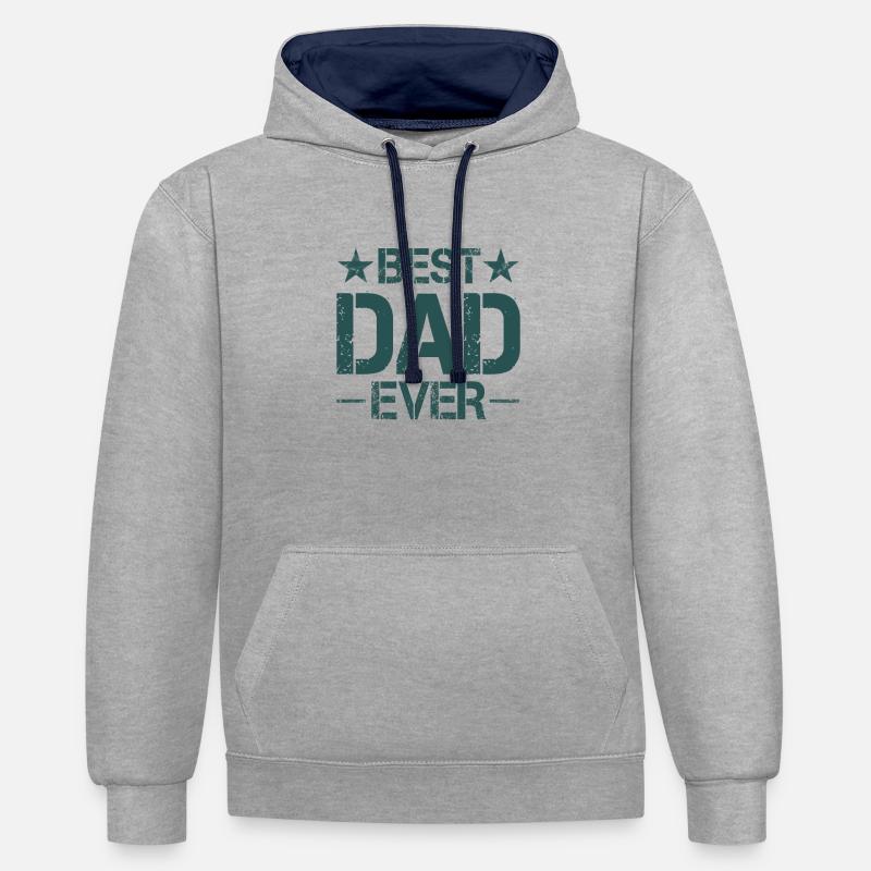 Meilleur père - Sweat à capuche contrasté - gris chiné/bleu marine