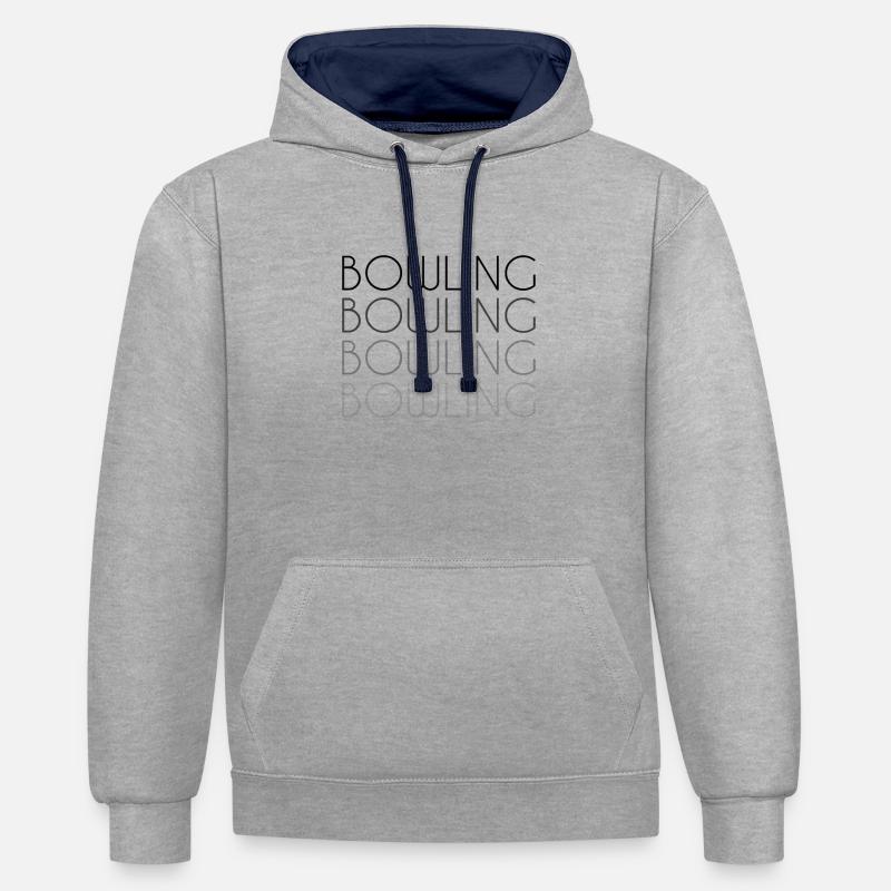 Lettrage de bowling - Sweat à capuche contrasté - gris chiné/bleu marine