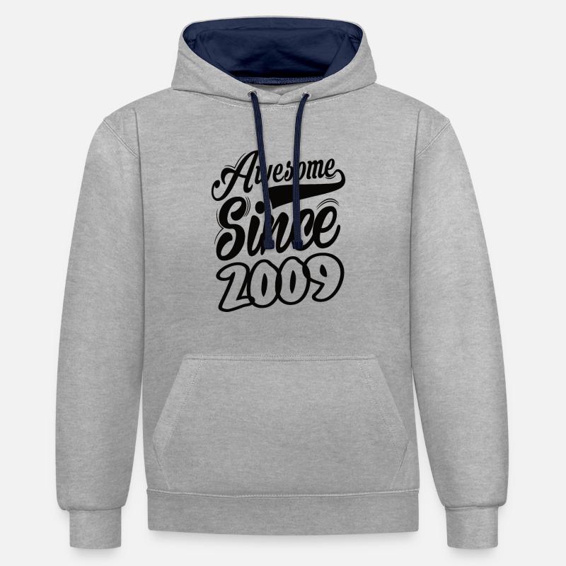 Génial depuis 2009 - Sweat à capuche contrasté - gris chiné/bleu marine