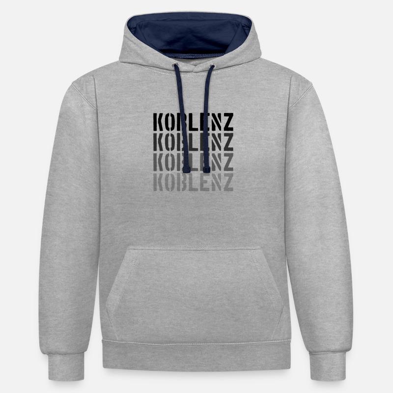 Coblence - Sweat à capuche contrasté - gris chiné/bleu marine