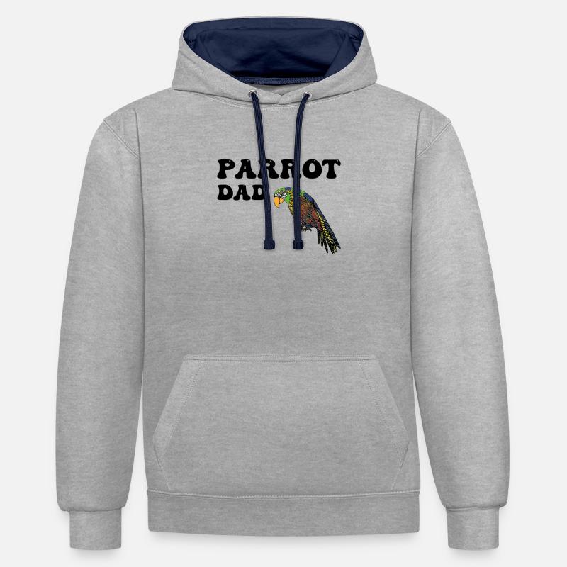 Perroquets Papa - Sweat à capuche contrasté - gris chiné/bleu marine