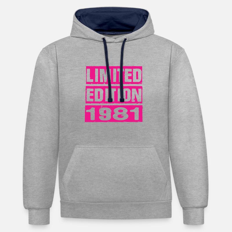 Édition limitée 1981 - Sweat à capuche contrasté - gris chiné/bleu marine