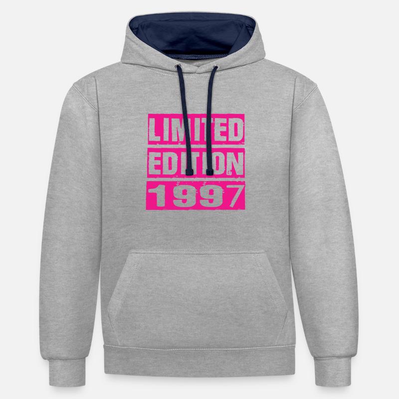Édition limitée 1997 - Sweat à capuche contrasté - gris chiné/bleu marine