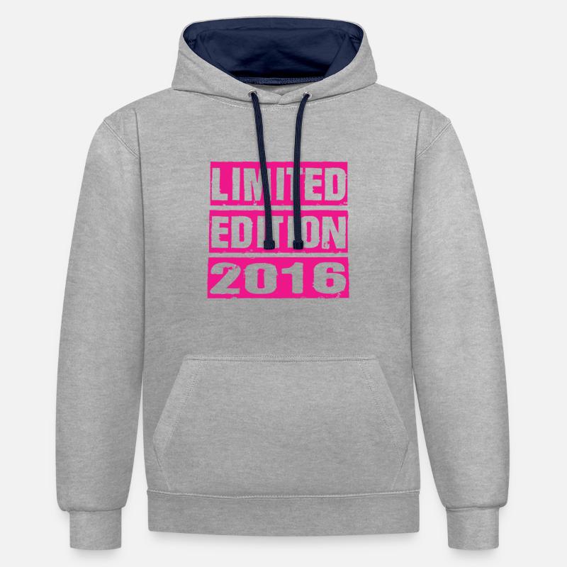 Edition Limitée 2016 - Sweat à capuche contrasté - gris chiné/bleu marine
