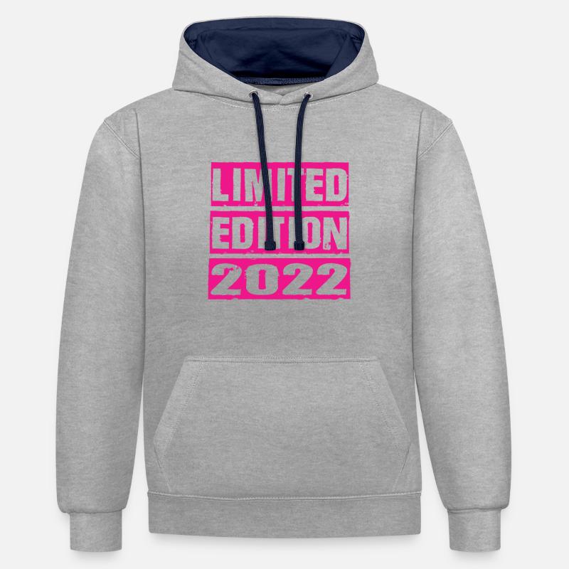 Édition limitée 2022 - Sweat à capuche contrasté - gris chiné/bleu marine