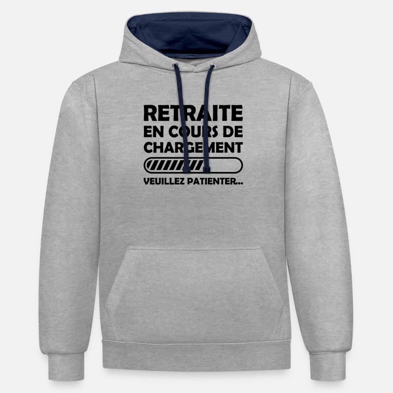 Retraite en cours de chargement - Sweat à capuche contrasté - gris chiné/bleu marine