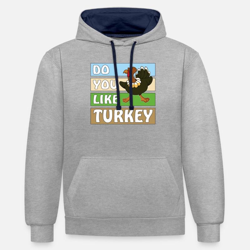 AIMEZ-VOUS LA TURQUIE - Sweat à capuche contrasté - gris chiné/bleu marine