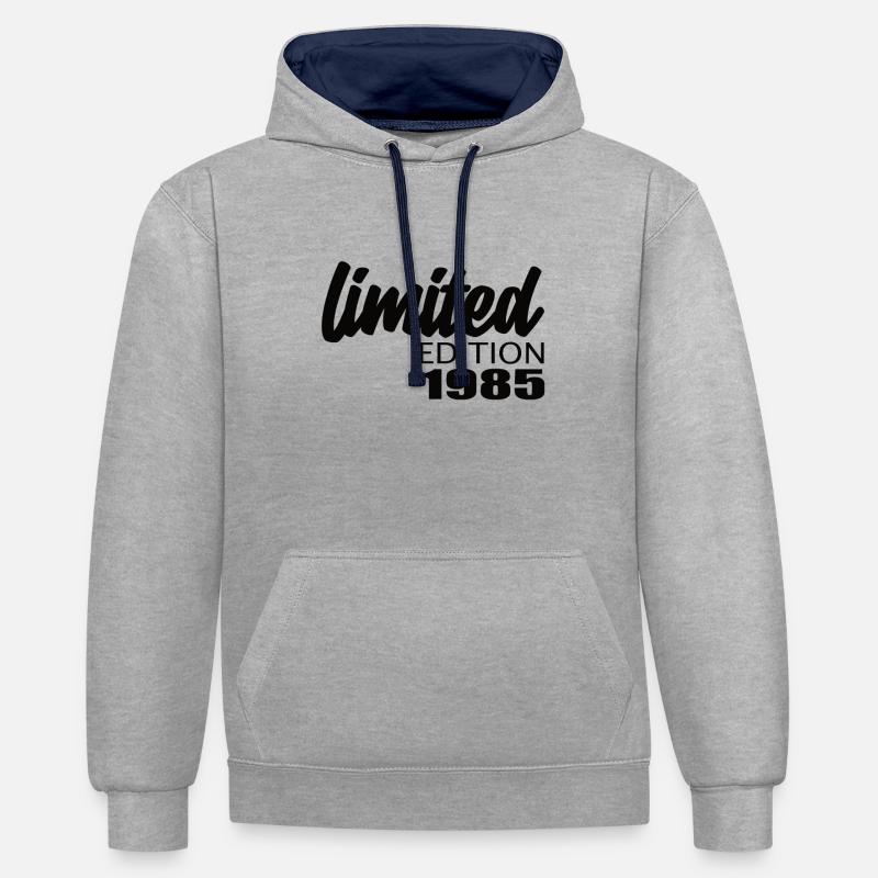 Édition limitée 1985 - Sweat à capuche contrasté - gris chiné/bleu marine