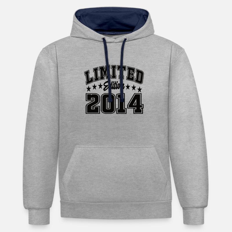Édition limitée 2014 - Sweat à capuche contrasté - gris chiné/bleu marine