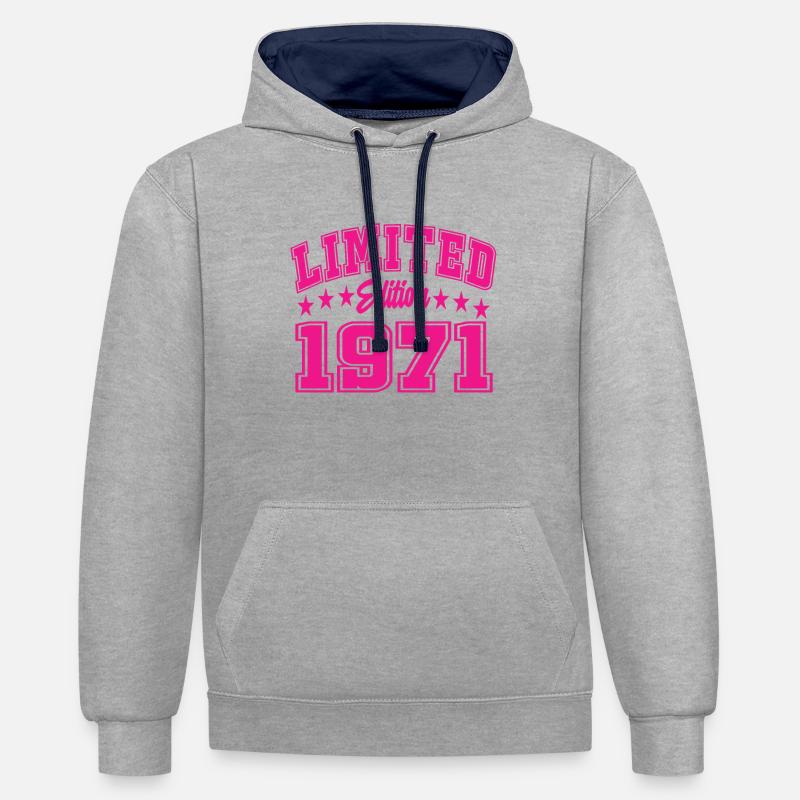 Édition limitée 1971 - Sweat à capuche contrasté - gris chiné/bleu marine
