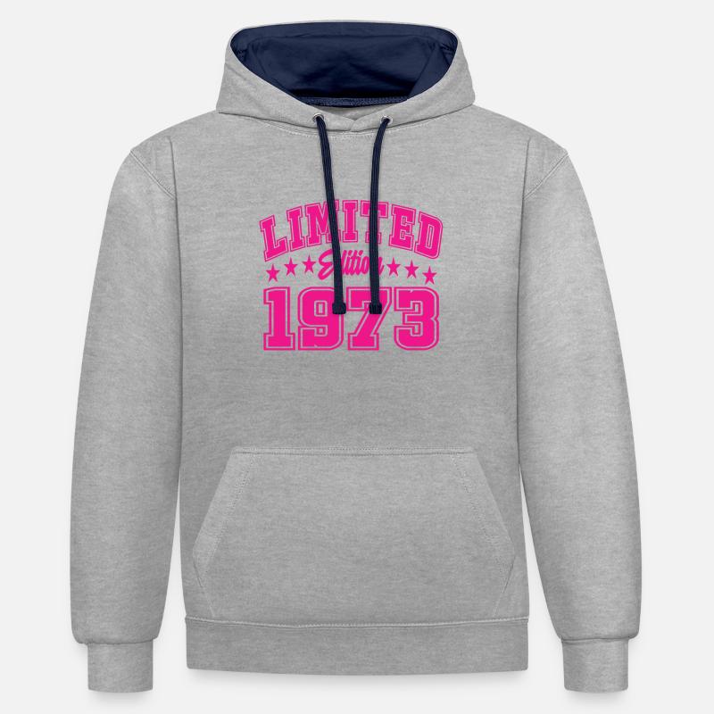 Édition limitée 1973 - Sweat à capuche contrasté - gris chiné/bleu marine