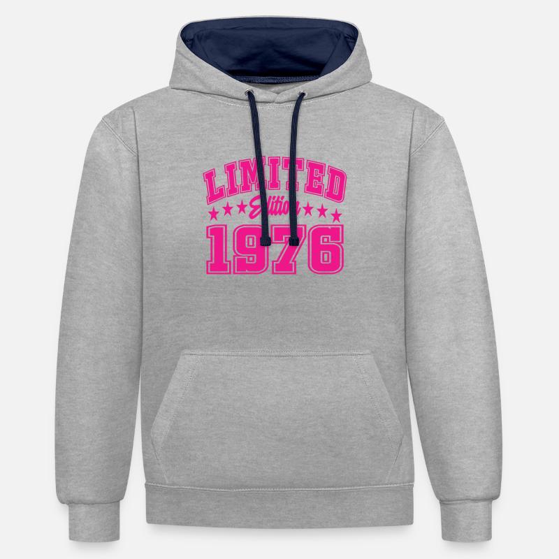 Édition limitée 1976 - Sweat à capuche contrasté - gris chiné/bleu marine