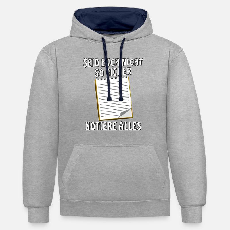 NOTIZBLOCK NOTIERE ALLES - Kontrast-Hoodie - Grau meliert/Navy
