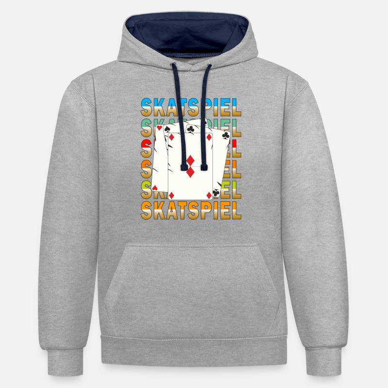 JEU DE SKATS - Sweat à capuche contrasté - gris chiné/bleu marine